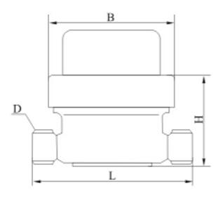 光電(diàn)直讀直(zhí)飲水水(shuǐ)表外形(xing)尺寸圖(tu)